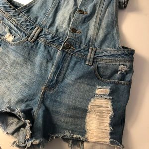 Denim short overalls
